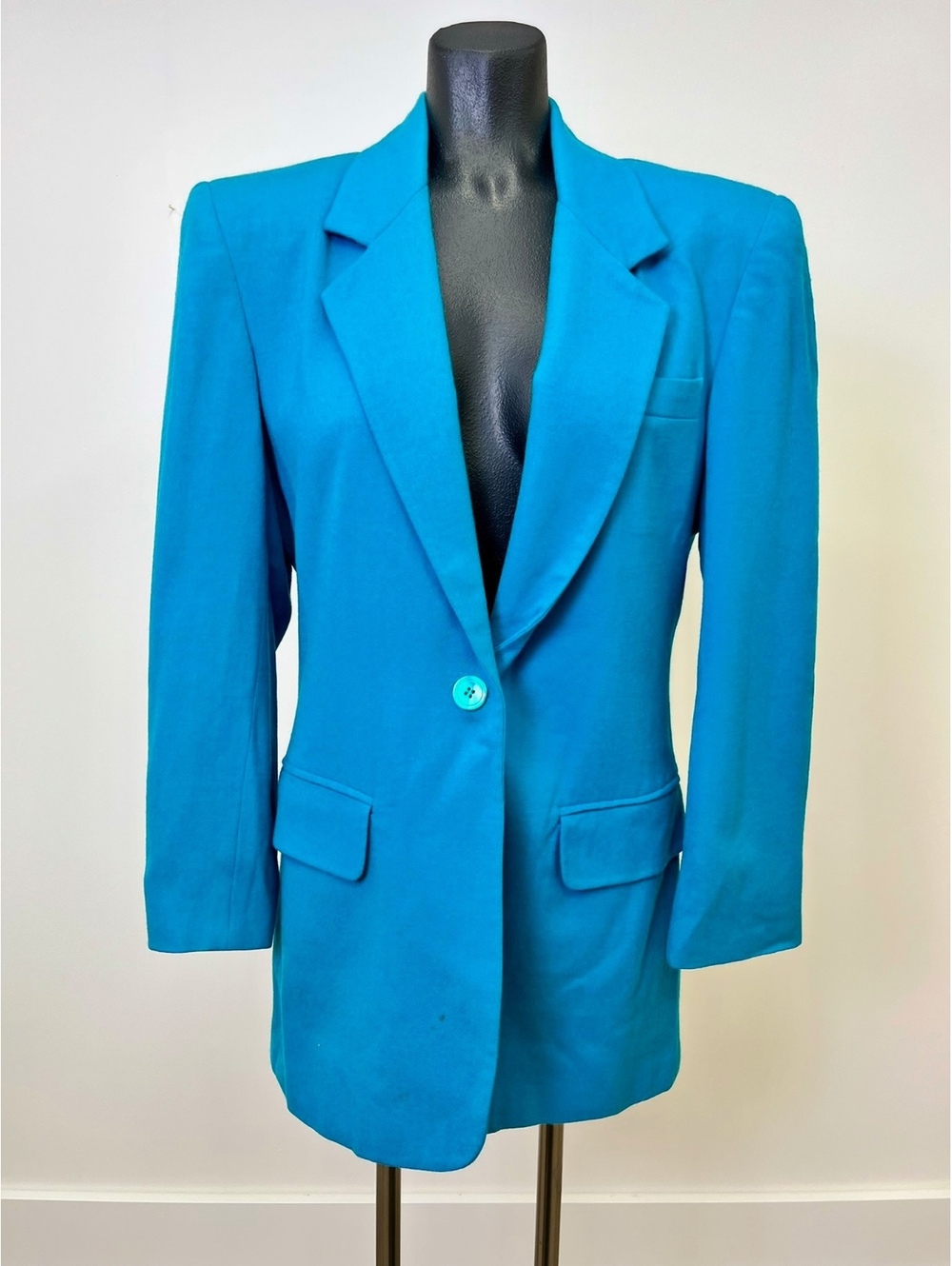 Casual Corner Women's Teal Blue Wool Blazer Size 8